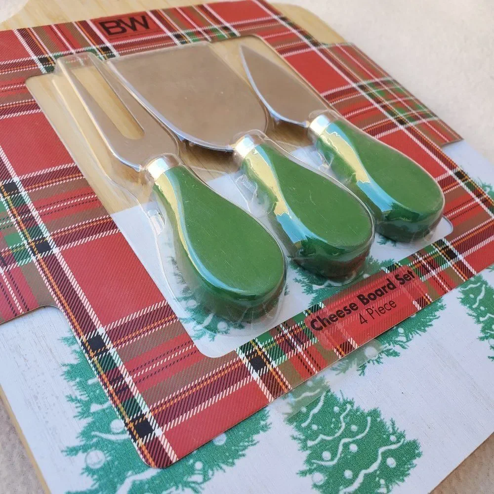 Boston Warehouse Bamboo Wood Cheese Board Set - 4 Pieces
